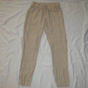 ENZA COSTA 100% French Linen Easy Pants Pull On Tie Waist sz 1 US Small Natural